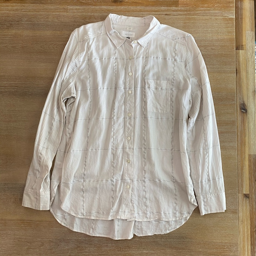 LOFT White button up blouse size Large